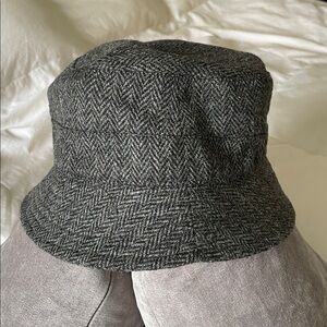 The Woollen Market | Ireland |Grey |Herringbone |100% Wool |Bucket Hat |Size M